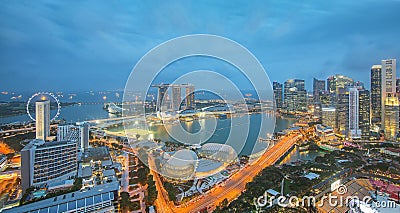Singapore skyscrapers in downtown at evening time. Stock Photo