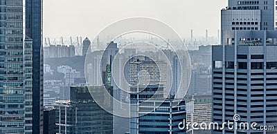 Singapore skyscrapers and port Stock Photo