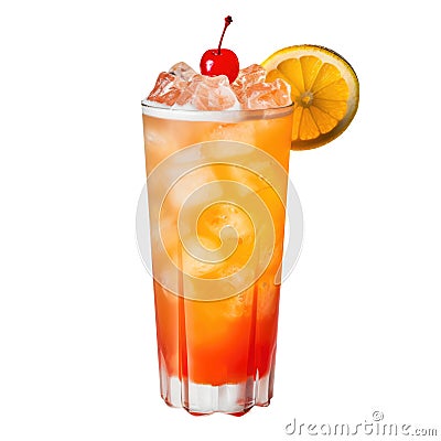 The Singapore Sling cocktail isolated on white background. Stock Photo