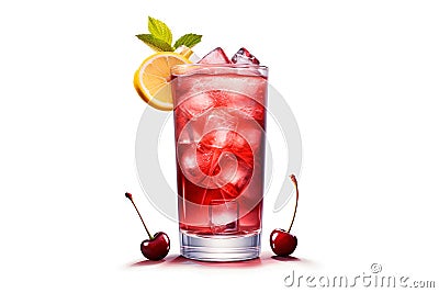 The Singapore Sling cocktail isolated on white background Stock Photo