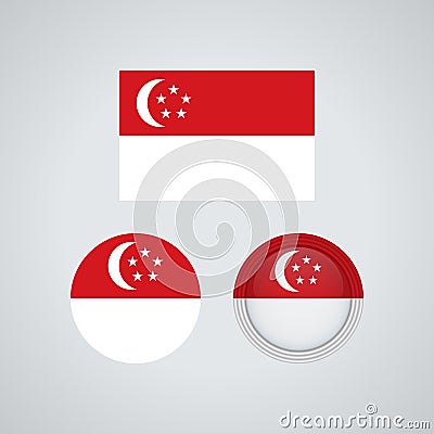 Singaporean trio flags, illustration Vector Illustration