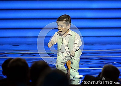 Singer Daniel Pluzhnikov at the ceremony of awarding the winners of the initiative `Hot heart`. Editorial Stock Photo