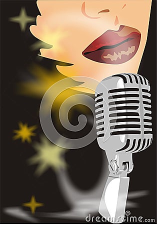 Singer on the disco Vector Illustration