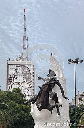 Singer and Don Quijote Buenos Aires Editorial Stock Photo