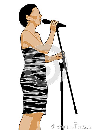 Singer in a dress two Vector Illustration