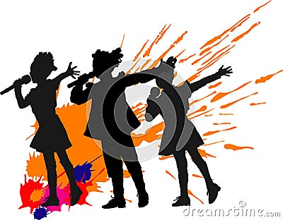 Singer girls Vector Illustration