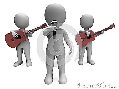 Singer And Guitar Players Shows Band Concert Or Performing Stock Photo
