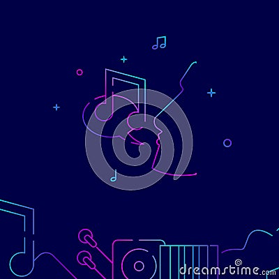 Singer, karaoke gradient line icon, vector illustration Vector Illustration