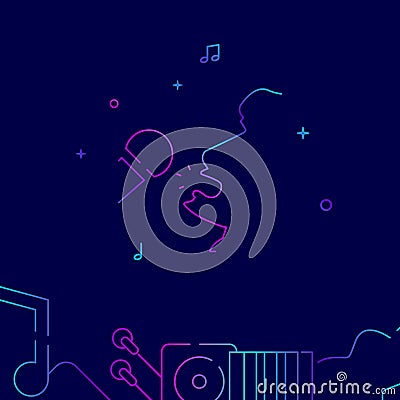 Singer, karaoke gradient line icon, vector illustration Vector Illustration