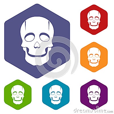 Singer mask icons set hexagon Vector Illustration