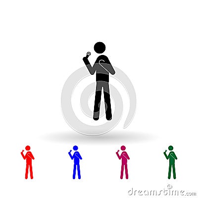 Singer with microphone multi color icon. Simple glyph, flat vector of music icons for ui and ux, website or mobile application Stock Photo