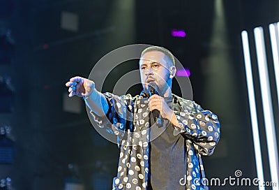 Singer Monatik performs live at Atlas Weekend in Kiev, Ukraine. Editorial Stock Photo