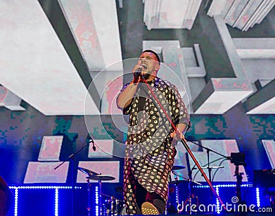 Singer Monatik performs live at Atlas Weekend in Kiev, Ukraine. Editorial Stock Photo