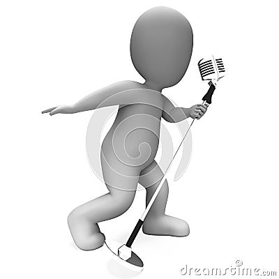 Singer Performing Shows Musical Song Or Karaoke Microphone Concert Stock Photo