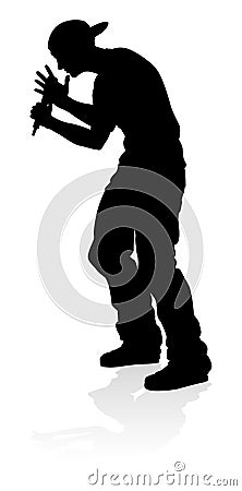 Singer Pop Country or Rock Star Silhouette Vector Illustration