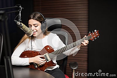 Singer in a radio show Stock Photo