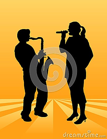Singer and Saxophone player Vector Illustration