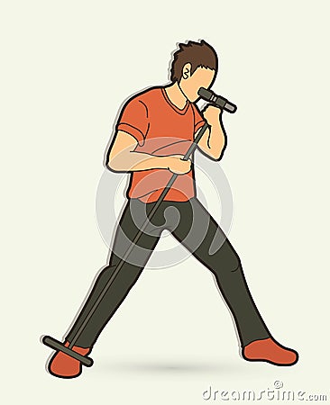 Singer sing a song , man singing graphic Vector Illustration