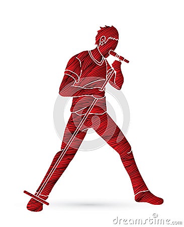 Singer sing a song , man singing graphic Vector Illustration