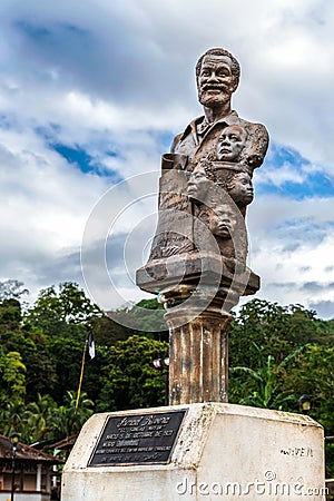 Singer and song writer Ismael Rivera monument in Portobelo, Panama Editorial Stock Photo
