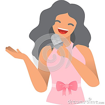 Singer woman vector lady icon isolated on white Vector Illustration