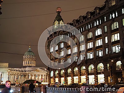 Singer Zinger Book House on Nevsky Prospect in the historic center of St Petersburg, Russia. SAINT-PETERSBURG, RUSSIA - Editorial Stock Photo
