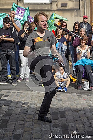 Singers and musicians at the Fringe Festival, Edinburgh, Scotland. Editorial Stock Photo