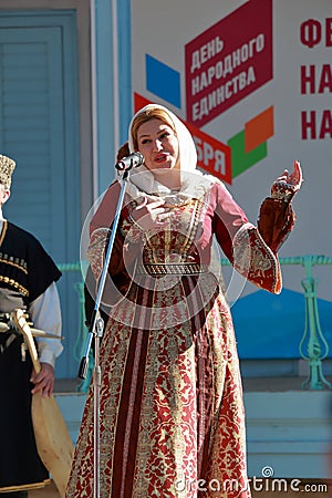 Singers in a national suit from the Republic of Dagestan Editorial Stock Photo