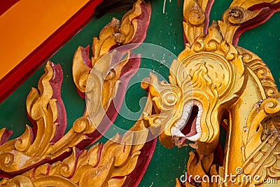 Singh sclupture statue in Buddhist Thailand temple. Stock Photo