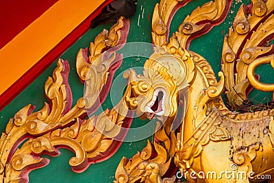 Singh sclupture statue in Buddhist Thailand temple. Stock Photo