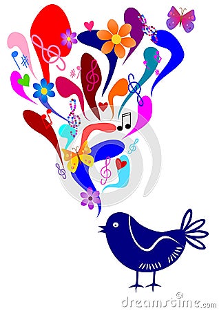 Singing bird Vector Illustration