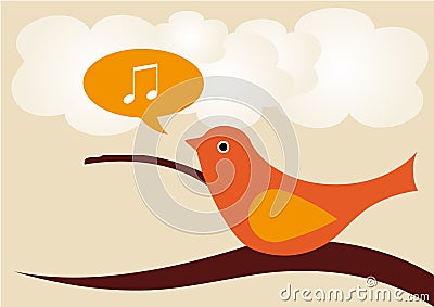 Singing Bird Vector Illustration