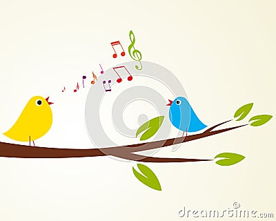 Singing bird Vector Illustration