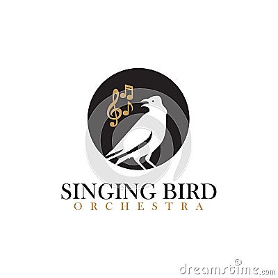Singing bird orchestra logo icon template Vector Illustration