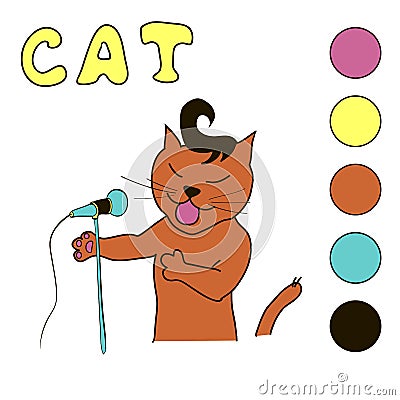 Singing cat coloring book for children and teen Stock Photo