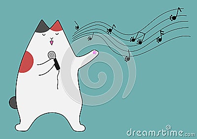 Singing cat Vector Illustration