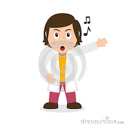 Singing Chemist Woman Cartoon Character Vector Illustration