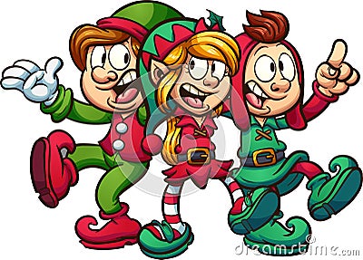 Singing Christmas elves Vector Illustration