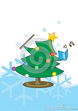 Singing Christmas Tree Vector Illustration