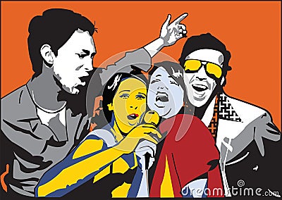 Singing couples Vector Illustration