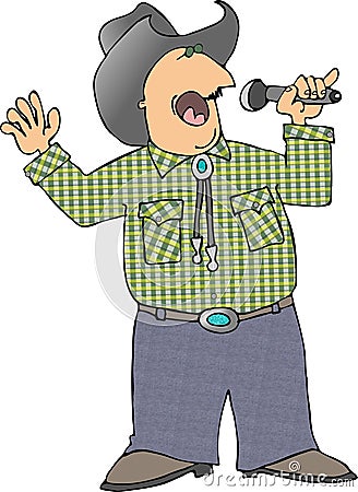 Singing cowboy Cartoon Illustration