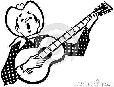 Singing Cowboy Vector Illustration