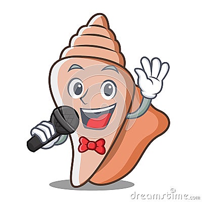 Singing cute shell character cartoon Vector Illustration