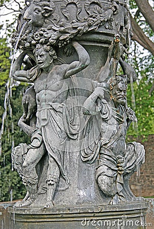 The Singing Fountain in Kralovska Zahrada the Royal Gardens park in Hradcany, Prague, Czech Republic Stock Photo