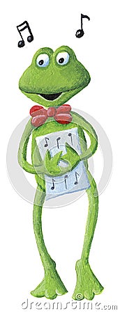 The singing frog Cartoon Illustration