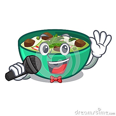 Singing green curry in the character shape Vector Illustration