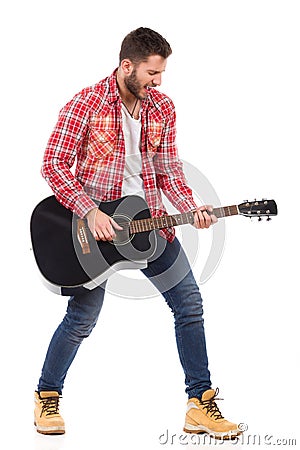 Singing guitarist Stock Photo