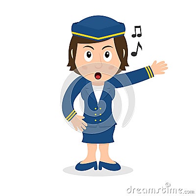 Singing Hostess Cartoon Character Vector Illustration