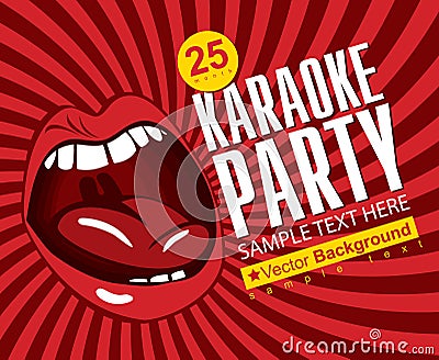 Singing karaoke Vector Illustration