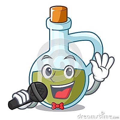 Singing mascot cartoon fresh organic olive oil Vector Illustration